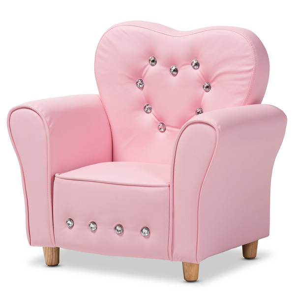 Baxton Studio Mabel Modern Pink Faux Leather Kids Armchair 151-9243